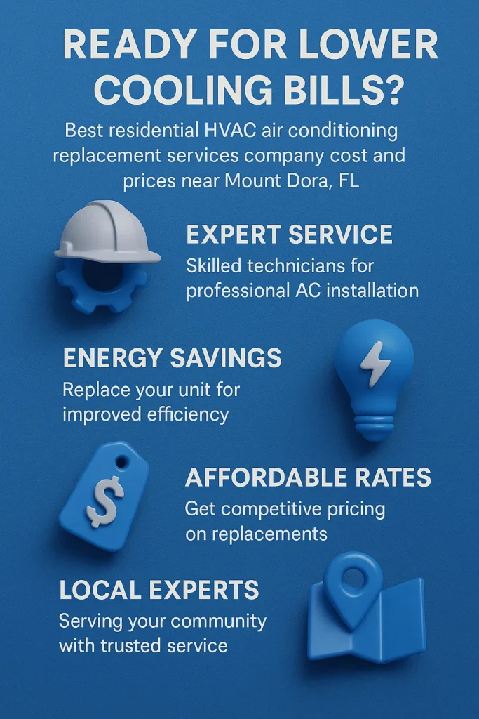 Ready for Lower Cooling Bills? Best Residential HVAC Air Conditioning Replacement Services Company Cost and Prices Near Mount Dora FL 2 best residential hvac air conditioning replacement services company cost prices near Mount Dora fl 1